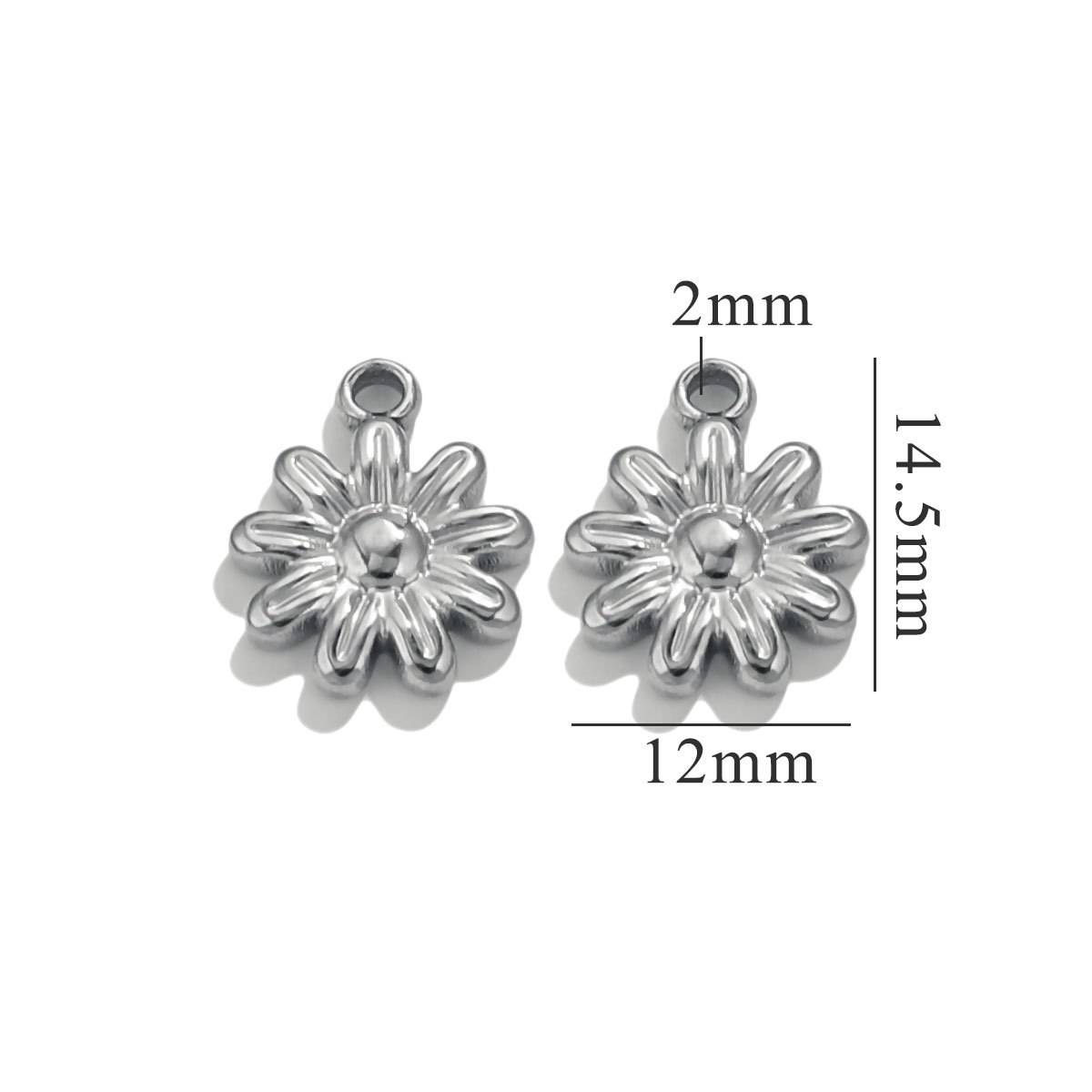 Silver color / 1 Piece Simple Retro Style Cartoon Flower Shape Stainless Steel  Gold Color Women's Pendant Picture13